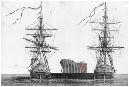 thunder stone sailing on a platform between ships - what is the square behind the stone,though?